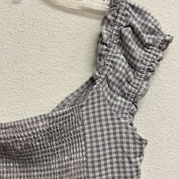 Urban Romantics Gingham Check Rushed Front Crop Top M - Picture 14 of 15